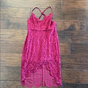 Burgundy lace spaghetti strap dress